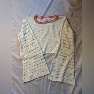 Callahan Crochet Knit Top with Rainbow Trim